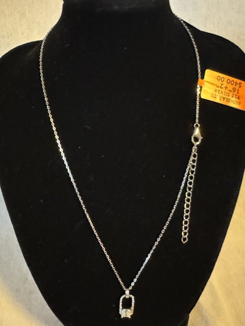 1.00 CTW Moissanite Asscher-cut Solitaire Pendant Necklace 16"+2"